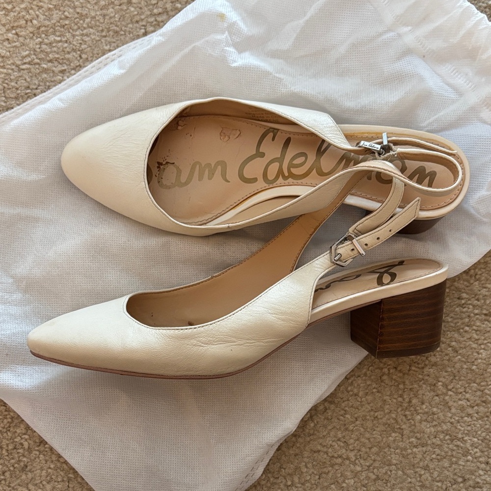 Sam Edelman Women's Off-White Slingback Heels